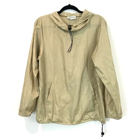 Vintage Esprit M Beige Pullover Hooded Drawstring - Picture 1 of 5